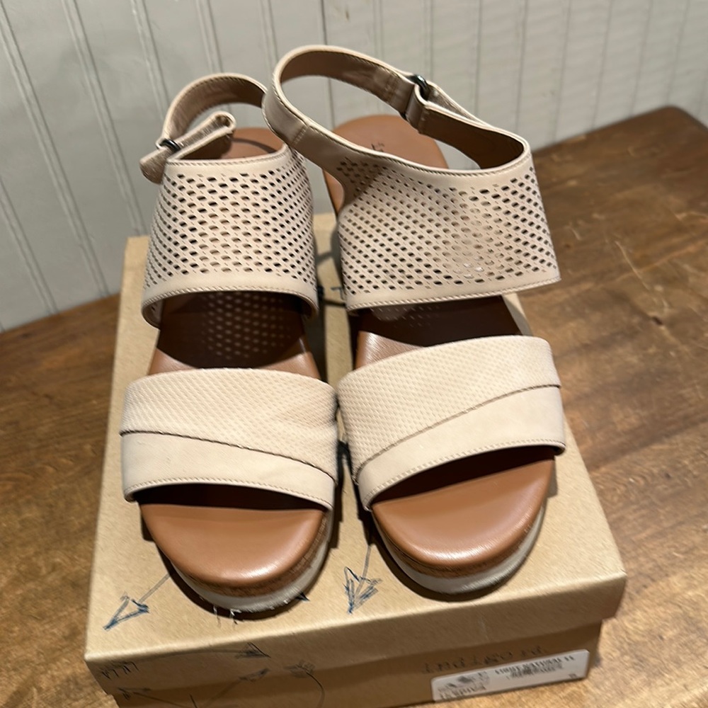 Sandals, light tan, Indigo brand 10M, worn once.